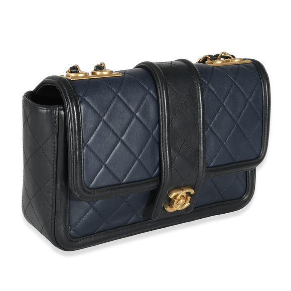 Chanel Navy Black Quilted Lambskin Medium Elegant CC Flap Bag - Picture 6 of 9